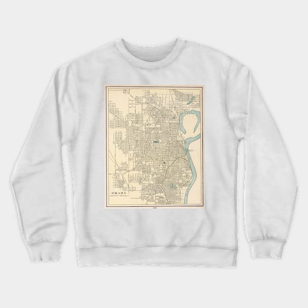 Vintage Map of Omaha Nebraska (1901) Crewneck Sweatshirt by Bravuramedia